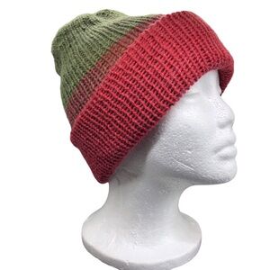 Stylish Red and Green knit Beanie Colorblock